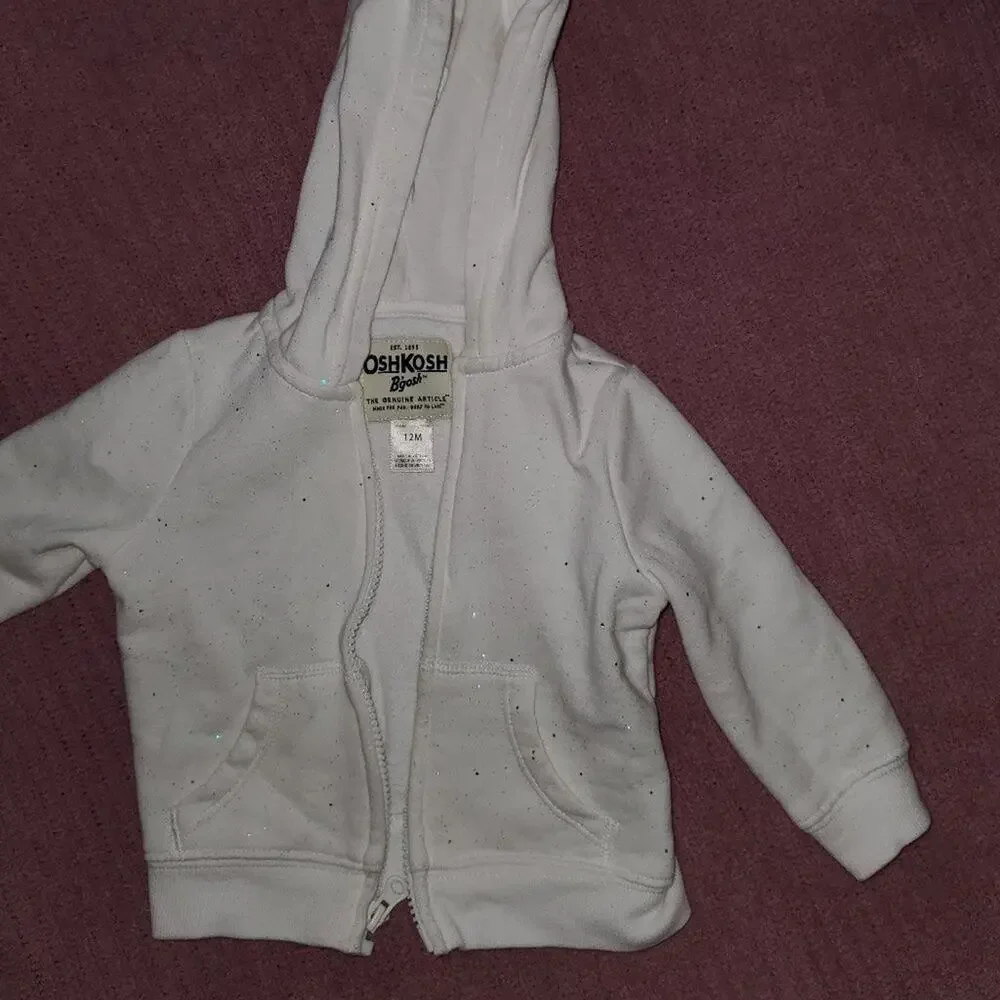 Oshkosh White Unicorn Glitter Hoodie for Baby Girl 12 Months